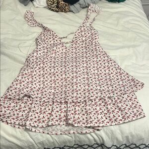 Princess Polly Red and White Ruffled Mini Dress
